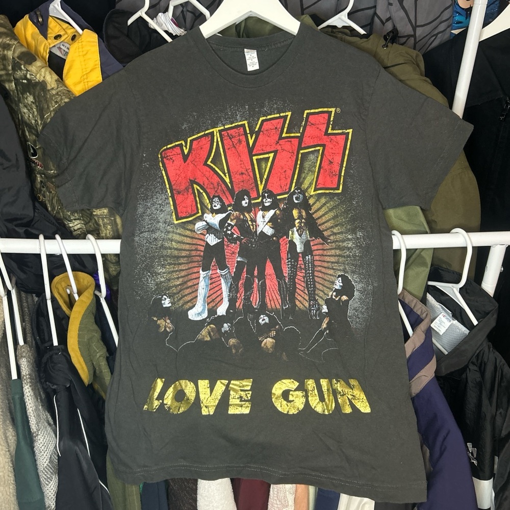 KISS Love Gun Band Concert Tour Grey T-shirt size Medium